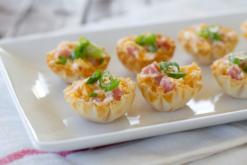 Creamy Ham Filo Cups, Easy Ham Appetizer, Jones Dairy Farm Ham