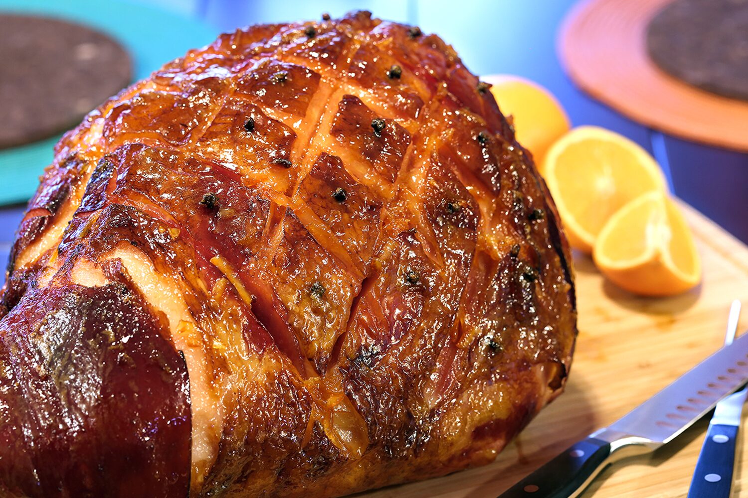 Orange honey glazed ham