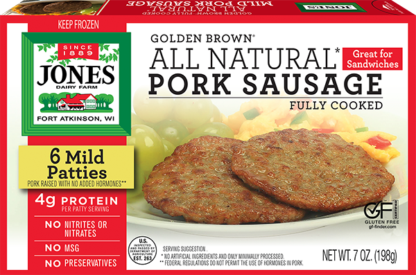 All Natural Golden Brown Pork Sausage Patties Products Jones Dairy