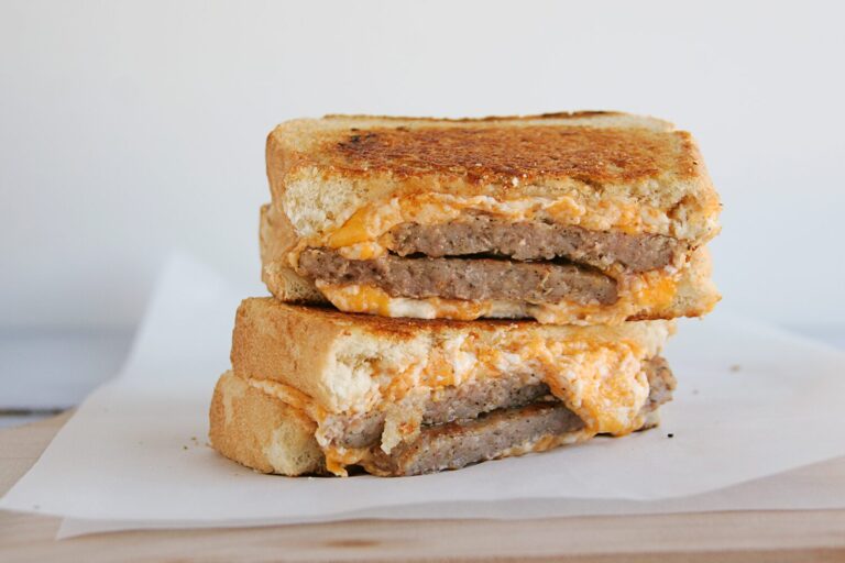 Breakfast Sausage Grilled Cheese Sandwiches