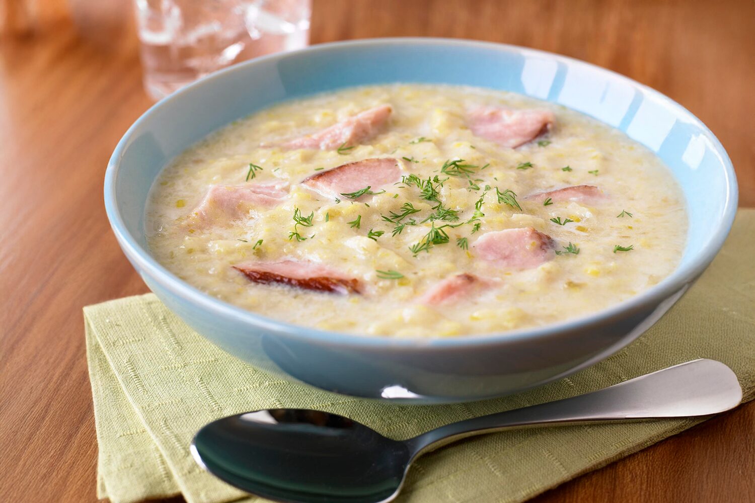 Ham, potato and leek soup