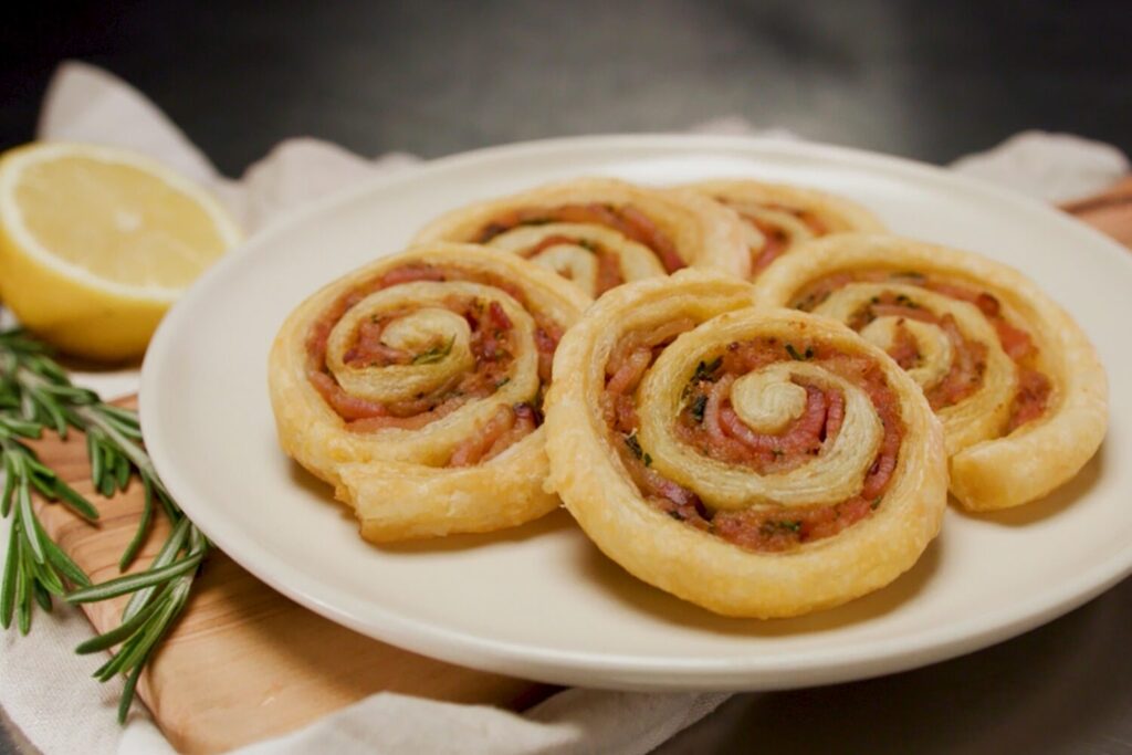 Bacon pinwheels on a plate