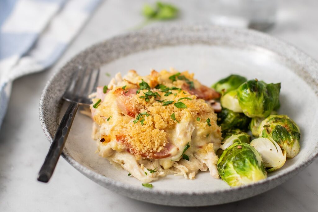 Chicken Cordon Bleu Casserole with Canadian Bacon