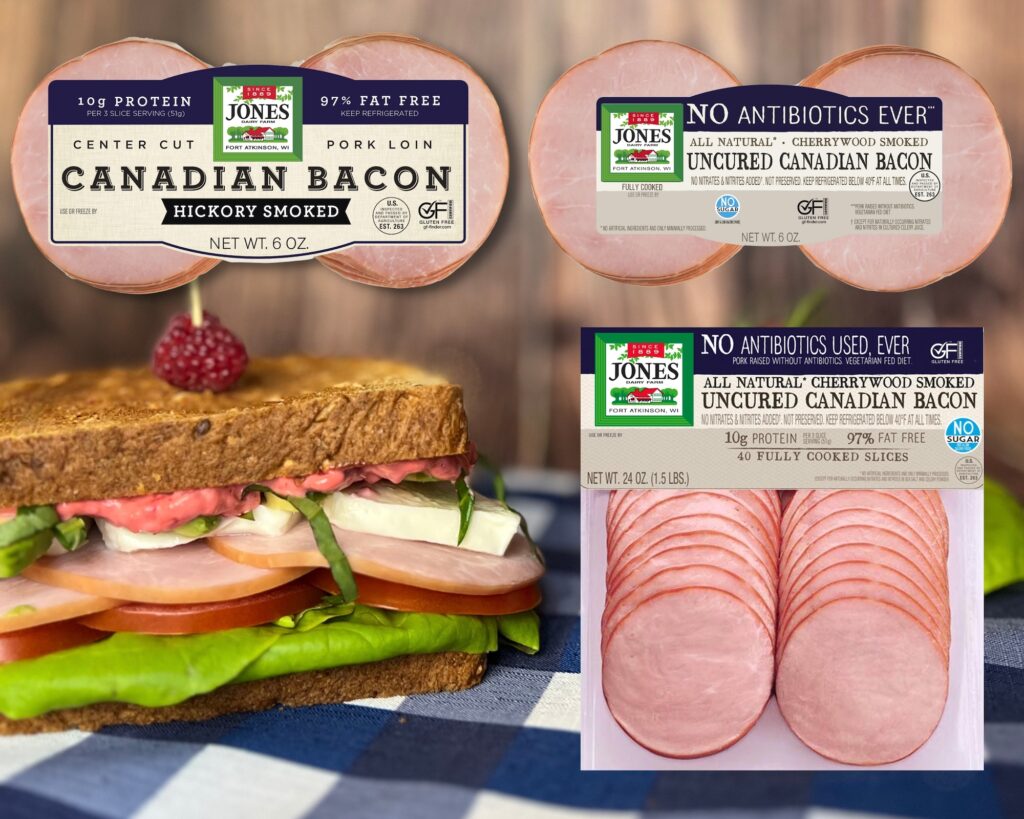 Multiple Jones Dairy Farm Canadian Bacon Products