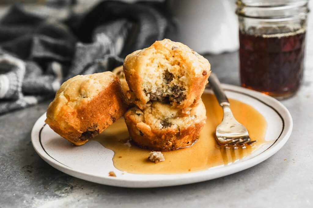 Sausage and Cheddar Pancake Muffins