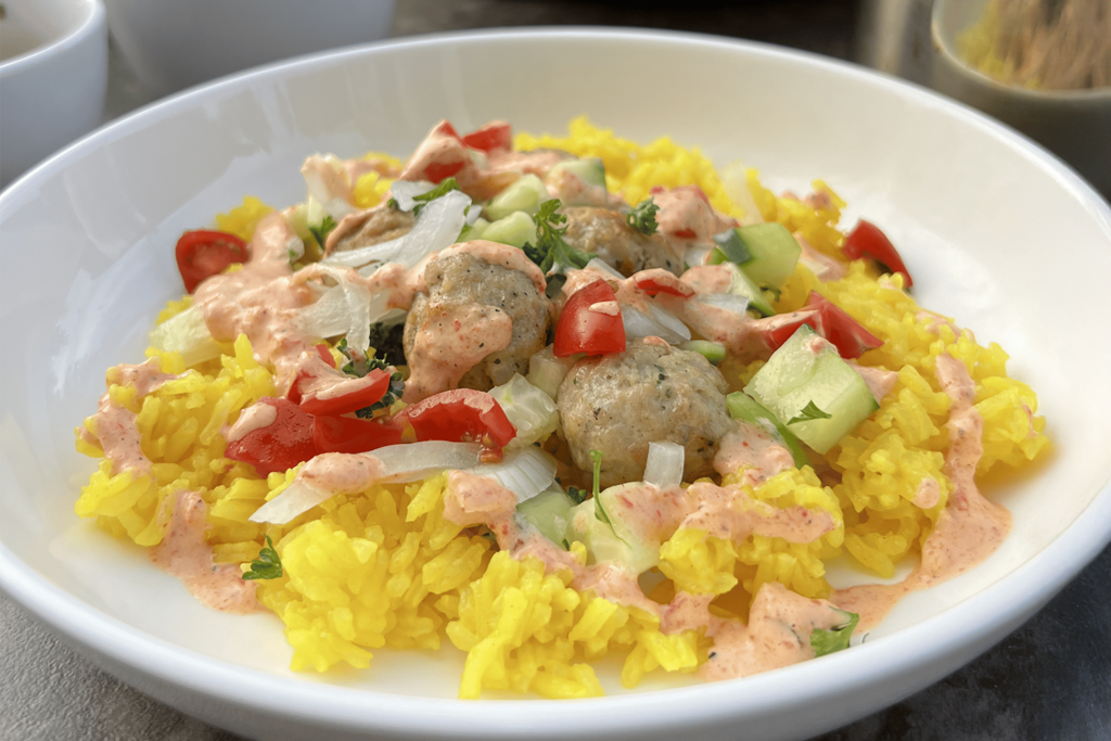 Mediterranean Chicken Meatball Bowls