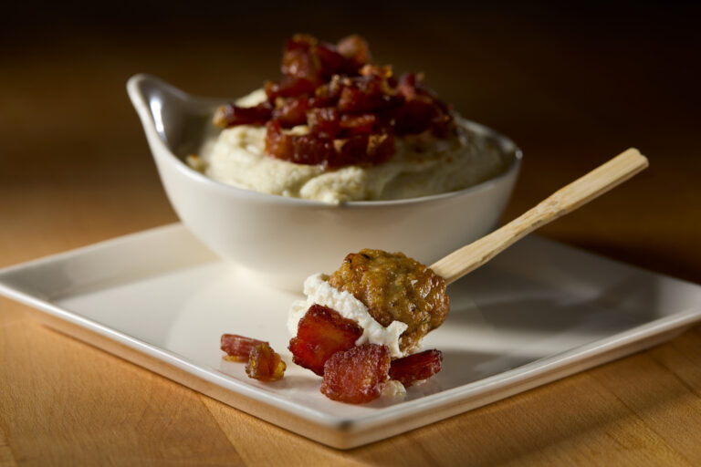 Goat Cheese, Bacon & Date Dip with Meatball